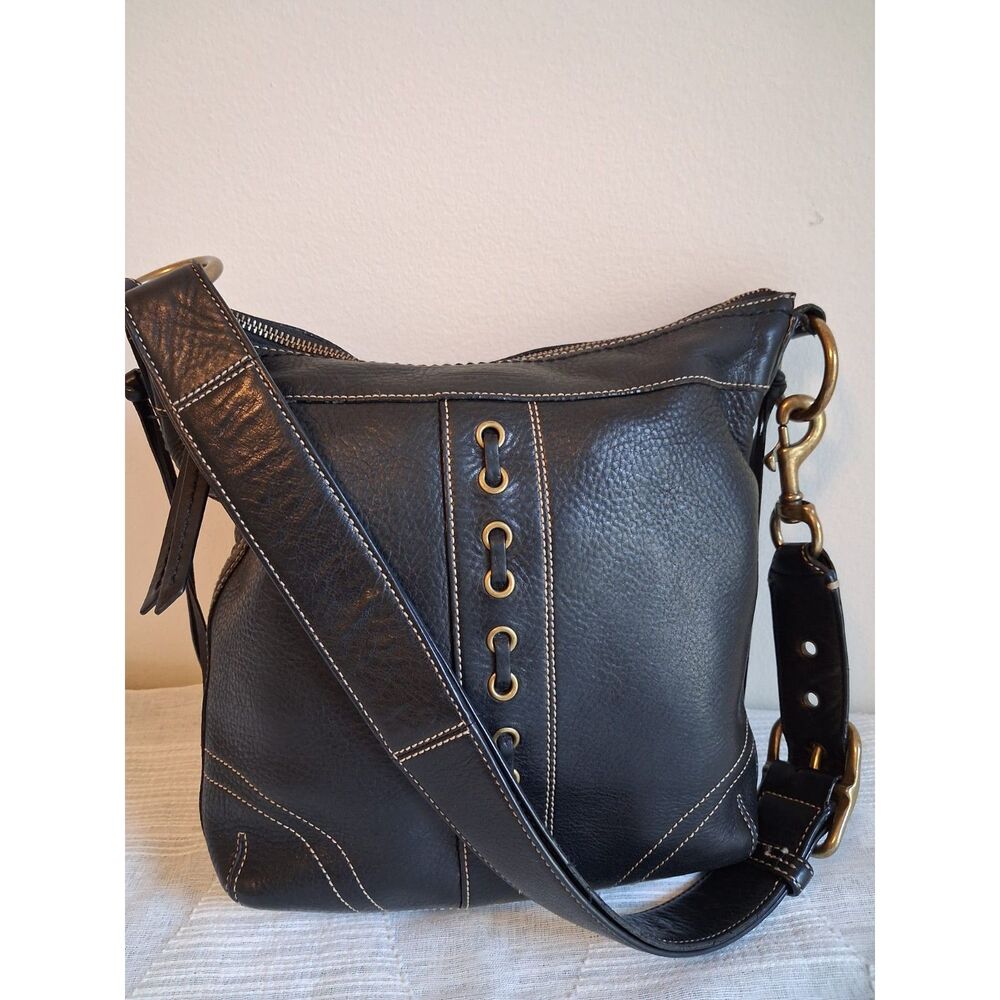 Vintage Coach Chelsea Laced Convertible Handbag Black 10399